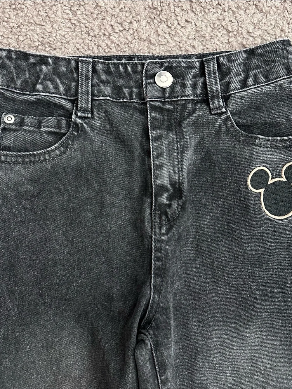 Disney Minnie Mouse Charcoal Gray Straight Denim Jeans Girls 10